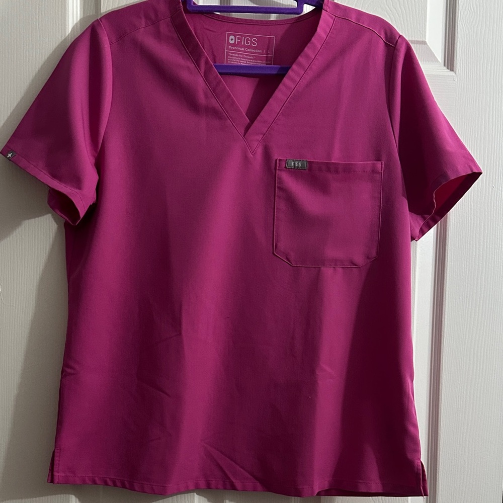 Figs Magenta V-Neck Scrub Top